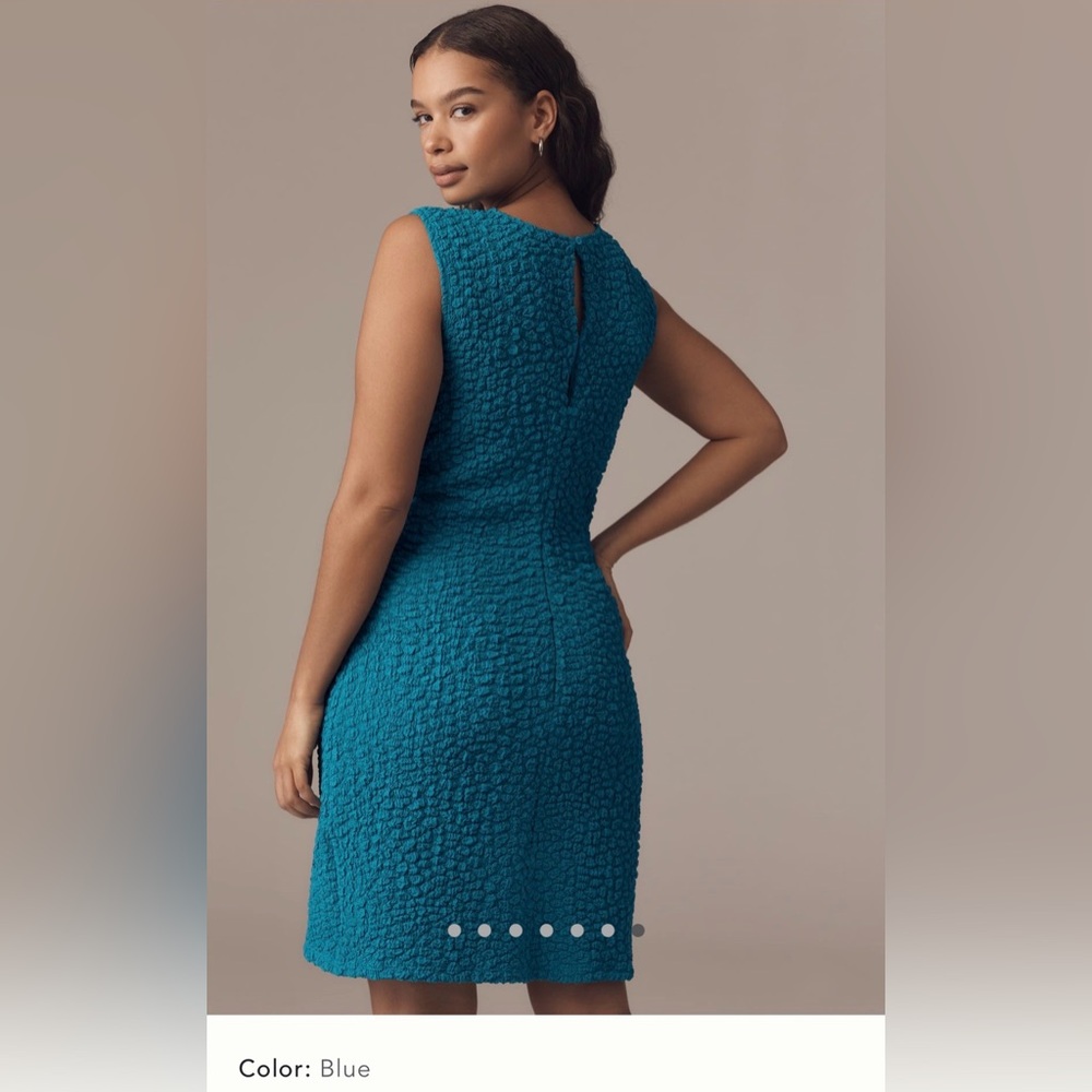 Anthropologie Textured Blue Mini Dress - Picture 3 of 12